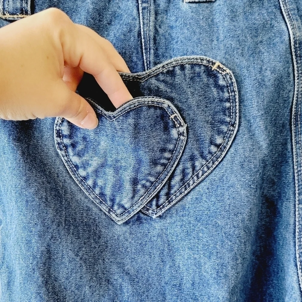 Heart Pockets Bay Studio Blue Denim Capris